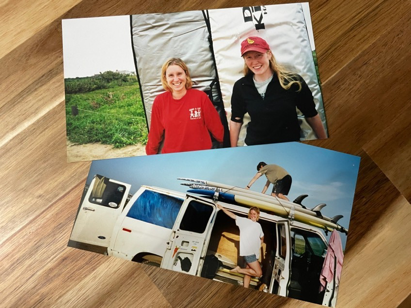 photographs of surf boards and surf friends