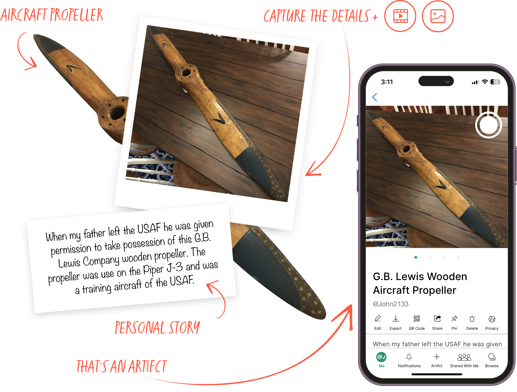 G.B. Lewis Company Wooden Aircraft Propeller