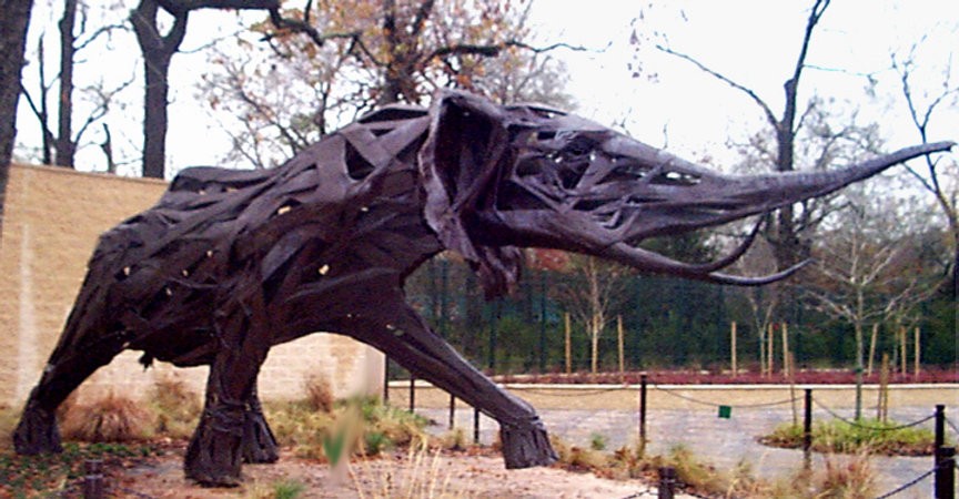 African elephant sculpture at Houston Zoo, by Bob Fowler