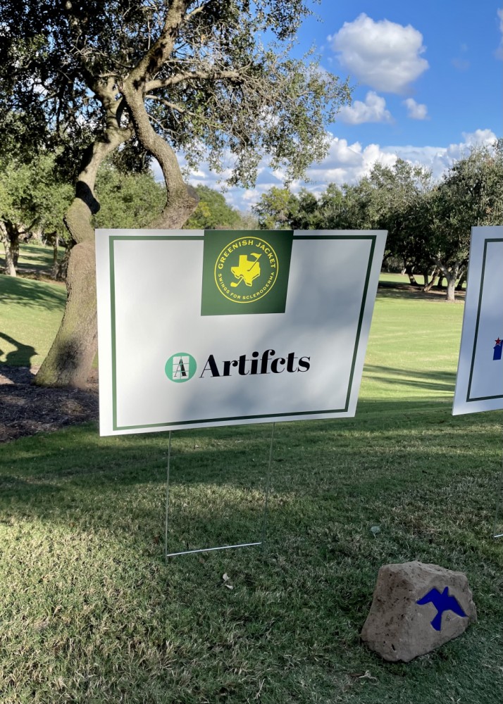 Artifcts Logo on Tee Box at Greenish Jacket Tournament